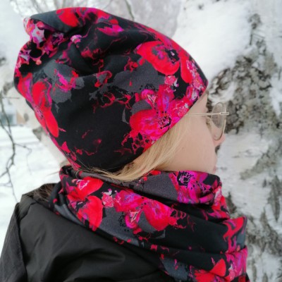 Trikoopipo Hehkuva Punainen ja Fuksia
